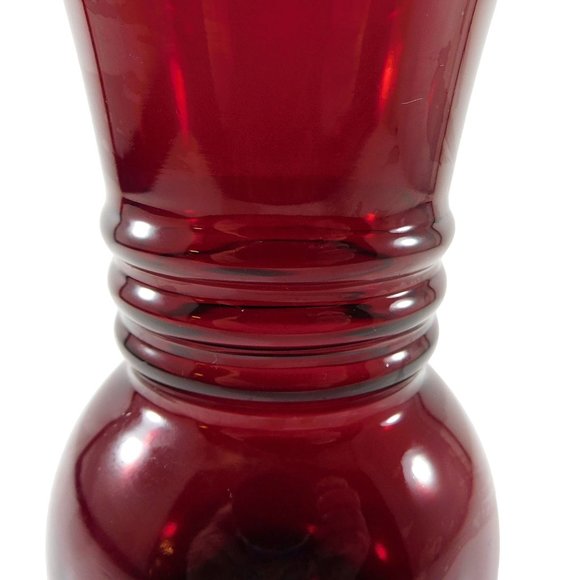 Vintage Anchor Hocking Vase Royal Ruby Red Harding R3345 Rings Art Deco Style - Picture 3 of 7